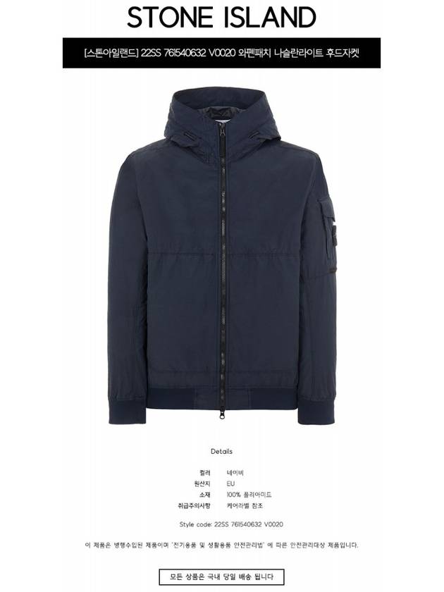 Men's Wappen Patch Naslan Watro Hooded Jacket Navy - STONE ISLAND - BALAAN 3