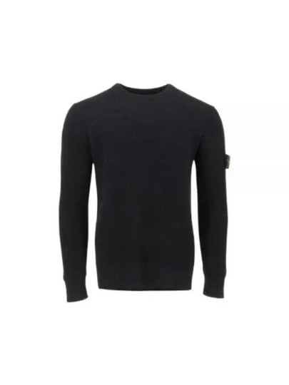 Wappen Patch Crew Neck Ribbed Wool Knit Top Charcoal - STONE ISLAND - BALAAN 2