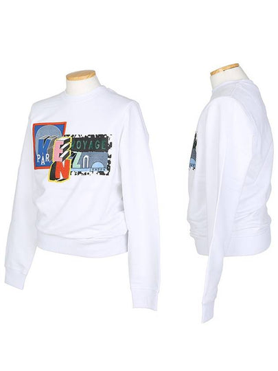 Embroidered Patch Crew Neck Sweatshirt White - KENZO - BALAAN 2