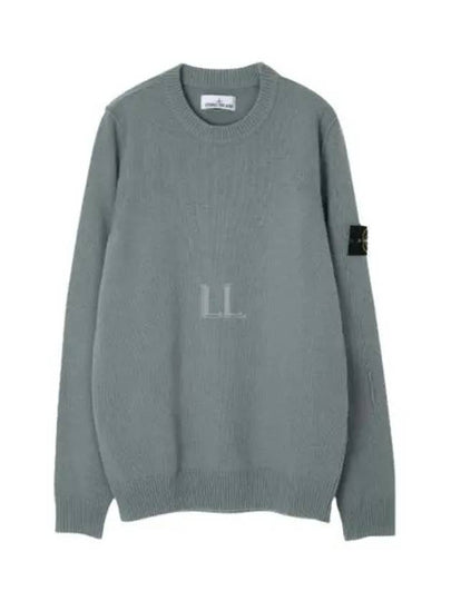 Logo Patch Crew Neck Wool Knit Top Grey - STONE ISLAND - BALAAN 2