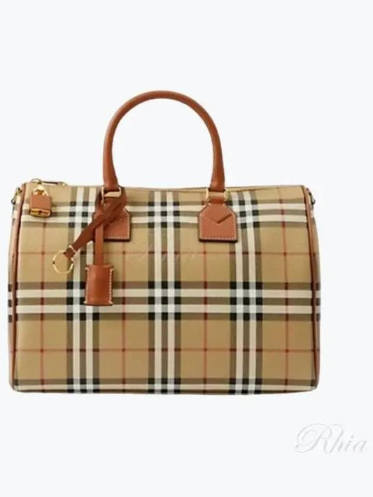 Medium Check Bowling Tote Bag Archive Beige Briar Brown - BURBERRY - BALAAN 2