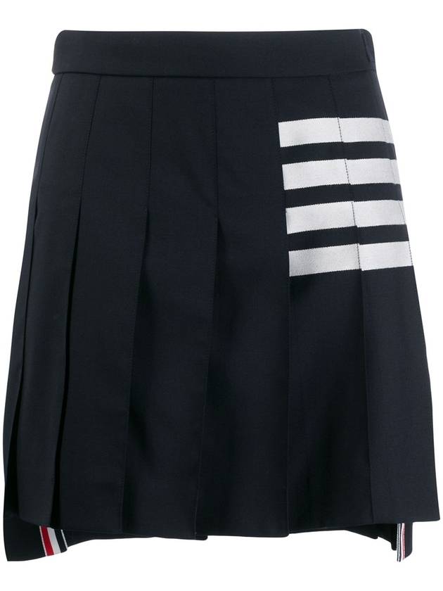 4 Bar Plain Weave Mini Pleated Skirt Navy - THOM BROWNE - BALAAN 2