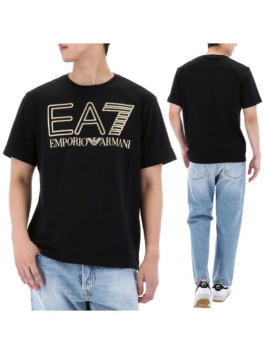 EA7 Big Logo Cotton Short Sleeve T-Shirt Black - EMPORIO ARMANI - BALAAN 2