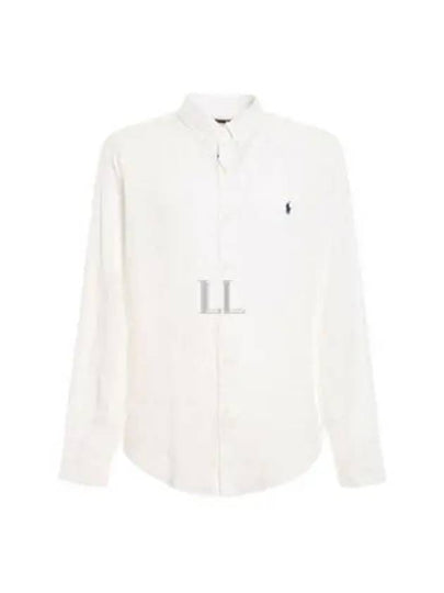 Embroidered Pony Linen Long Sleeve Shirt White - POLO RALPH LAUREN - BALAAN 2