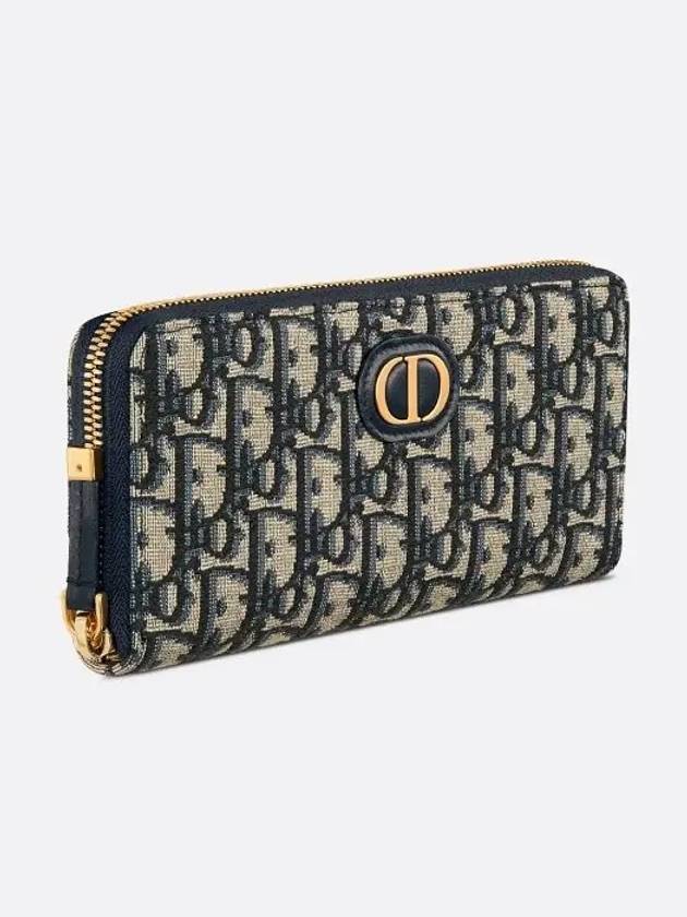 30 Montaine Voyager Slim Jacquard Long Wallet Blue Oblique - DIOR - BALAAN 3