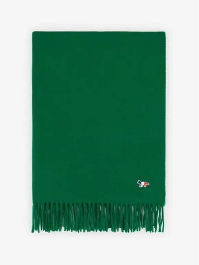 Small Tricolor Fox Wool Muffler Green - MAISON KITSUNE - BALAAN 2