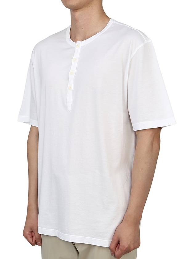 Men's Henry Neck Cotton Short Sleeve T-Shirt White - TEN C - BALAAN 3