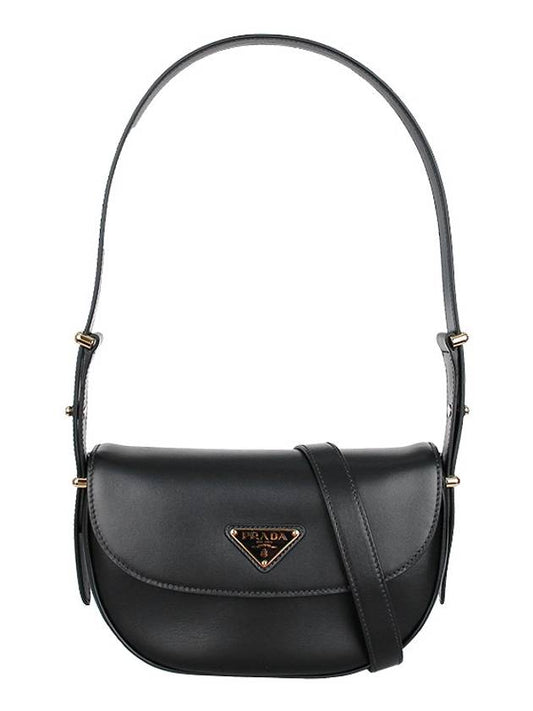 Arque Leather Shoulder Bag Black - PRADA - BALAAN 2