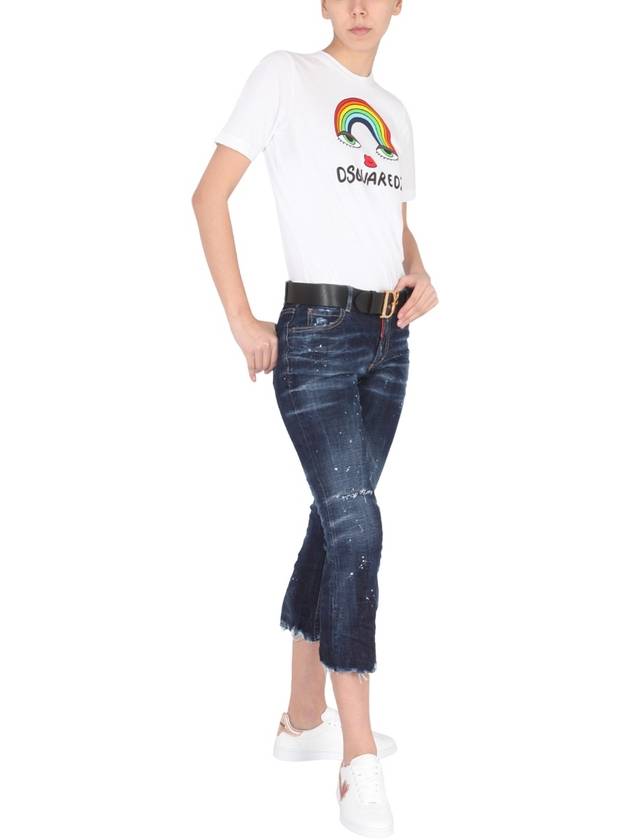 Women's Rainbow Lenny Short Sleeve T-Shirt White - DSQUARED2 - BALAAN 3