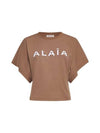 Logo Print Crew Neck Cotton Short Sleeve T-Shirt Nude - ALAIA - BALAAN 1