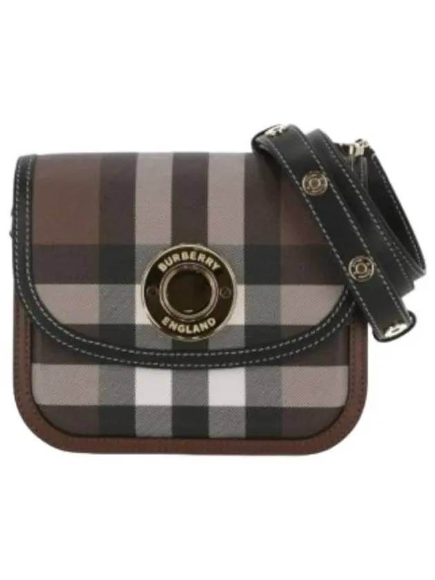 Small Check Leather Elizabeth Cross Bag Dark Birch Brown - BURBERRY - BALAAN 1