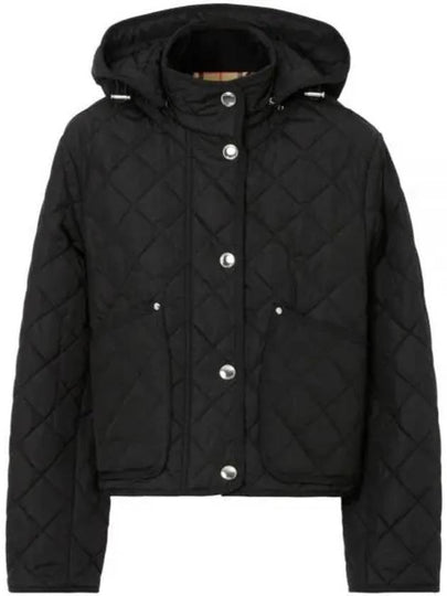 Diamond Quilted Crop Hoodie Jacket Black - BURBERRY - BALAAN 2