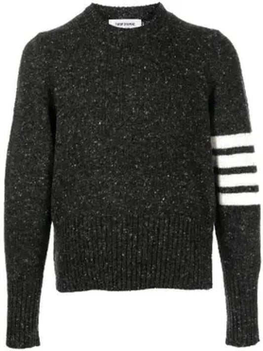 Diagonal Striped Mohair Wool Knit Top Dark Grey - THOM BROWNE - BALAAN 1