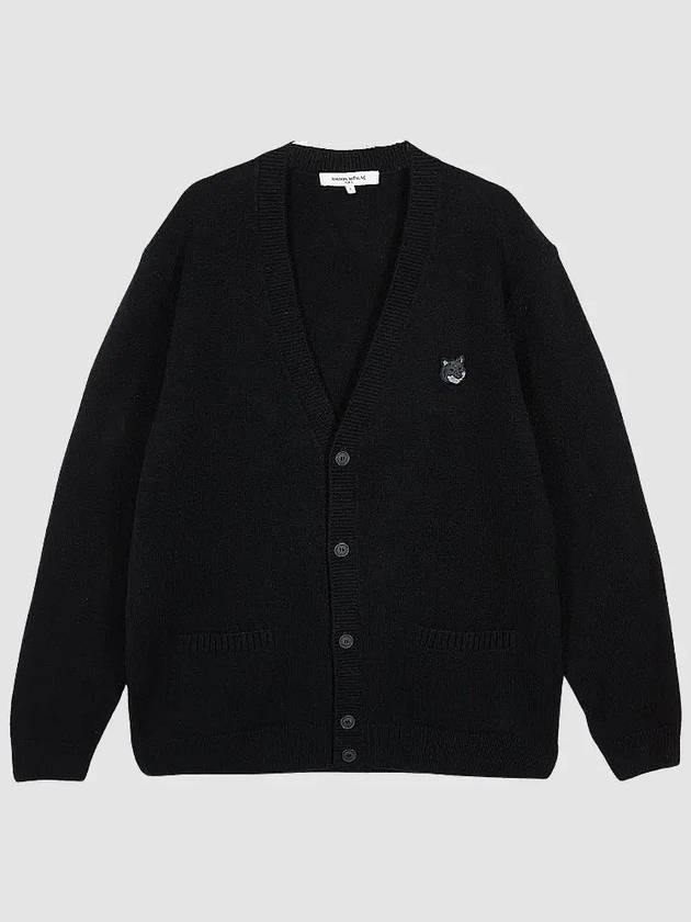 Bold Fox Head Patch Regular Lambswool Cardigan Black - MAISON KITSUNE - BALAAN 2