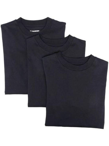 Women's Organic Cotton Long Sleeve T Shirt 3 Pack Navy - JIL SANDER - BALAAN 1