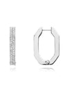 Dextera Octagon Medium Hoop Earrings Silver - SWAROVSKI - BALAAN 3