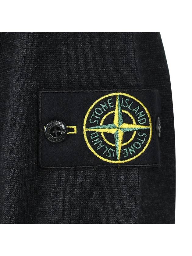 Regular Fit Crew Neck Wool Knit Top Melange Charcoal - STONE ISLAND - BALAAN 6