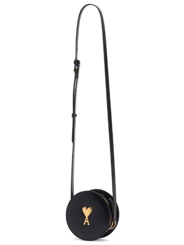 Paris Round Leather Cross Bag Black - AMI - BALAAN 5