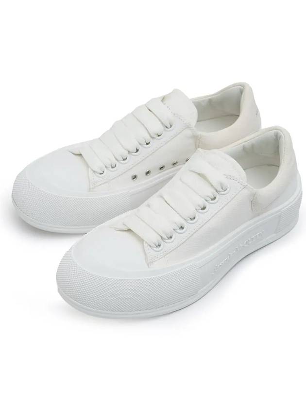 Deck Plimsoll Lace-Up Low-Top Sneakers White - ALEXANDER MCQUEEN - BALAAN 3