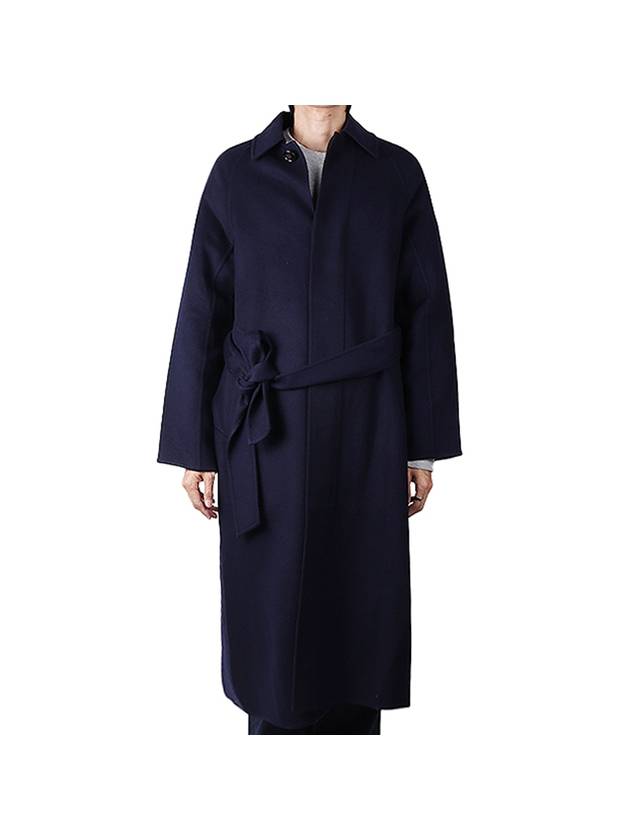 Cashmere Long Single Coat Blue - AMI - BALAAN 1