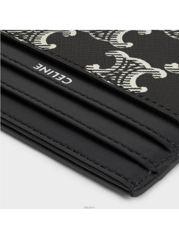 Triomphe Canvas Logo Flip Two-tone Calfskin Card Holder Black - CELINE - BALAAN 4