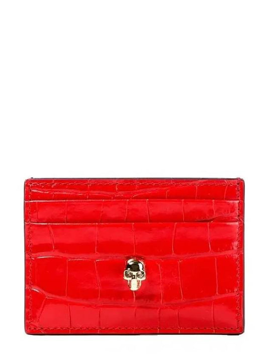 Skull Crocodile Leather Card Wallet Red - ALEXANDER MCQUEEN - BALAAN 2