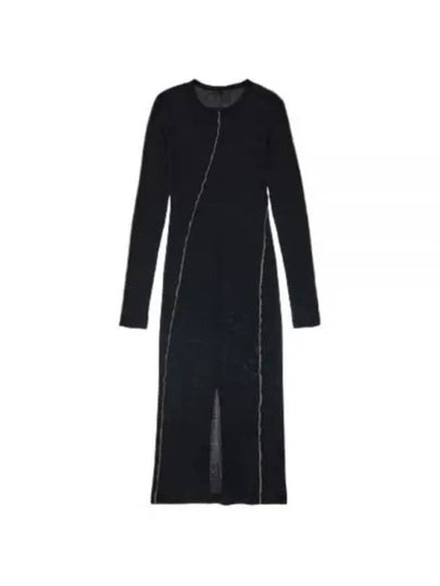 Women's Twist Knit Long Dress Black - HELMUT LANG - BALAAN 2