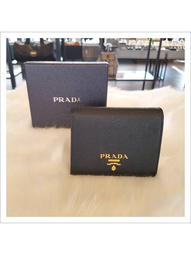 Small Saffiano Metal Logo Bicycle Wallet Black - PRADA - BALAAN 3