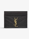 Gold Hardware Matelasse Caviar Leather Card Wallet Black - SAINT LAURENT - BALAAN 2