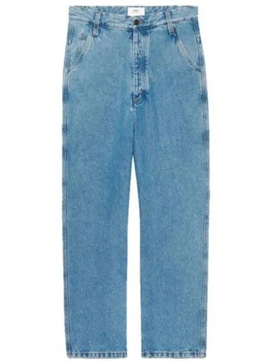 Men's Alex Straight Jeans Bleach Blue - AMI - BALAAN 2