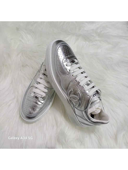 Running Shoes Sneakers CC Logo Silver G45079 Euro Size 36 G45079 B15512 NU786 - CHANEL - BALAAN 1