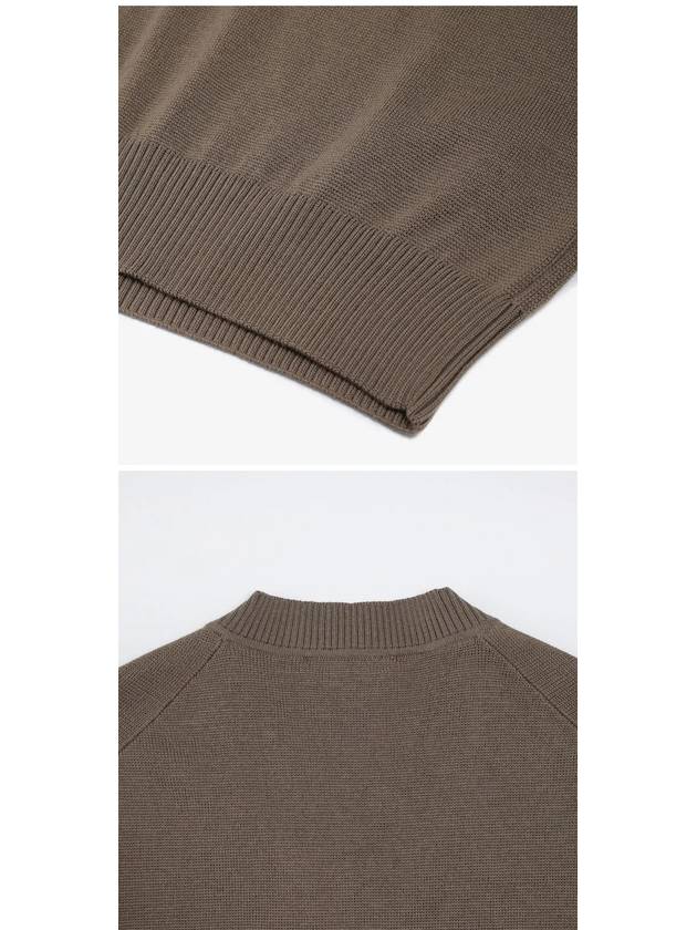 Heart Logo Embroidery V Neck Knit Top Taupe - AMI - BALAAN 5