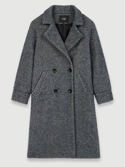 Women's checked coat double pea coat gray mfpou00531 - MAJE - BALAAN 1