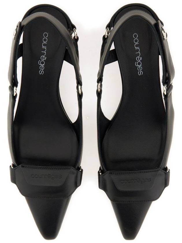 Racer Leather Slingback Heel Black - COURREGES - BALAAN 6