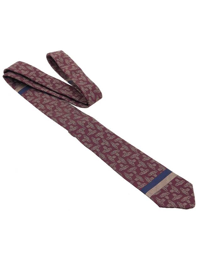 All Over Logo Jacquard Silk Tie Burgundy - VIVIENNE WESTWOOD - BALAAN 4