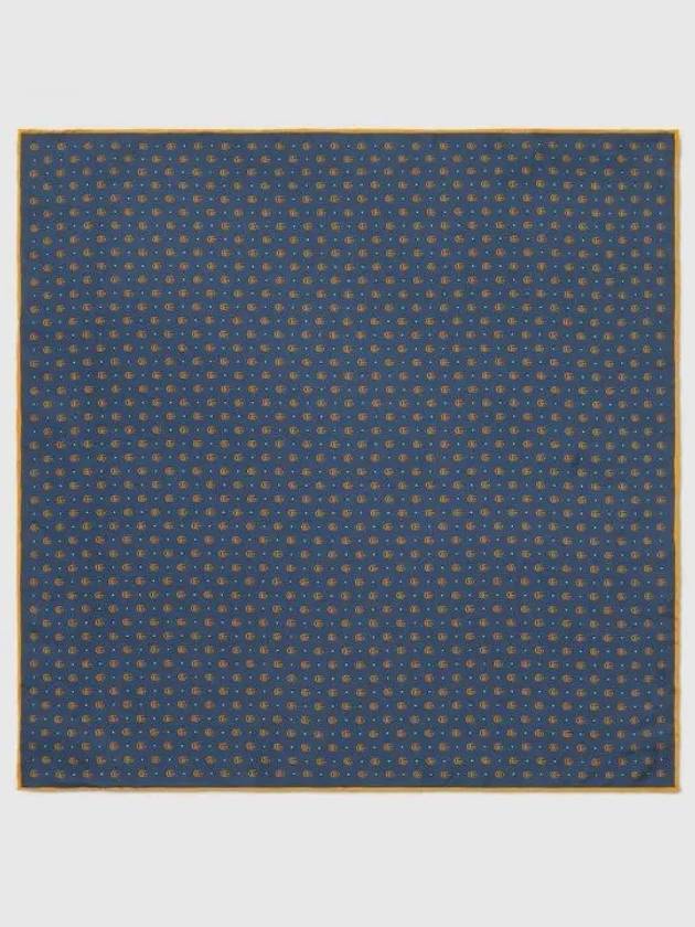 Double G And Polka Dot Silk Pocket Square Scarf Blue - GUCCI - BALAAN 2