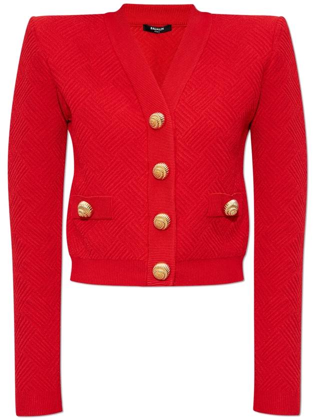 Balmain Snap Button Cardigan, Women's, Red - BALMAIN - BALAAN 1