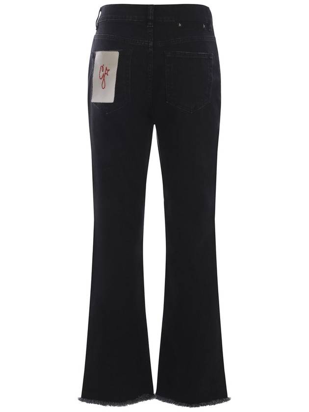 Women's Back Logo Patch High Waist Straight Jeans Black - GOLDEN GOOSE - BALAAN 4