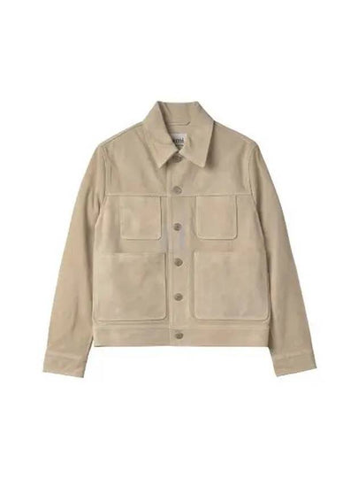 Button Suede Jacket Beige - AMI - BALAAN 2