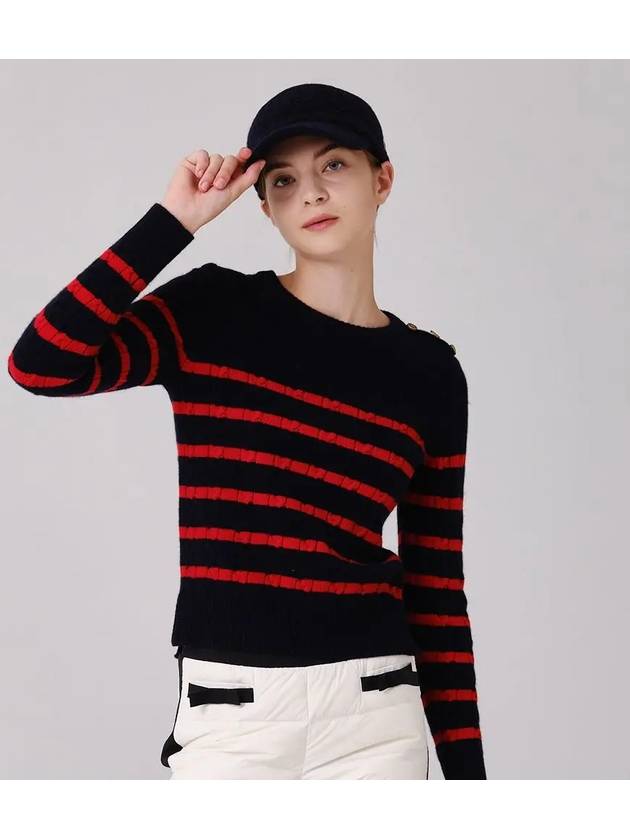 Striped Cashmere SweaterOF2402LBNAVY - ONOFF - BALAAN 3