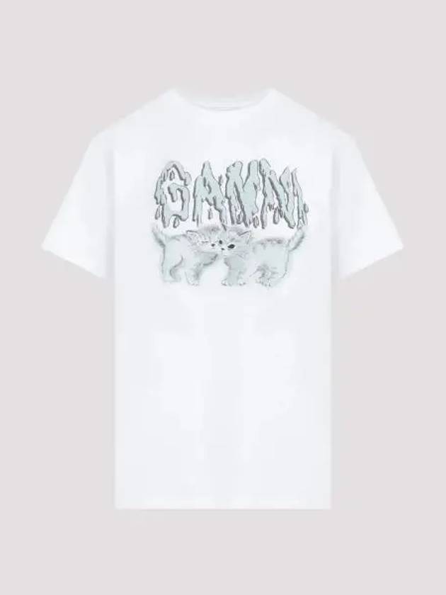 Logo Print Short Sleeve T-Shirt White - GANNI - BALAAN 2