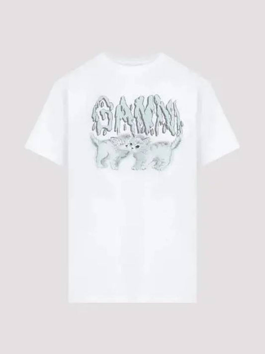 Logo Print Short Sleeve T-Shirt White - GANNI - BALAAN 2