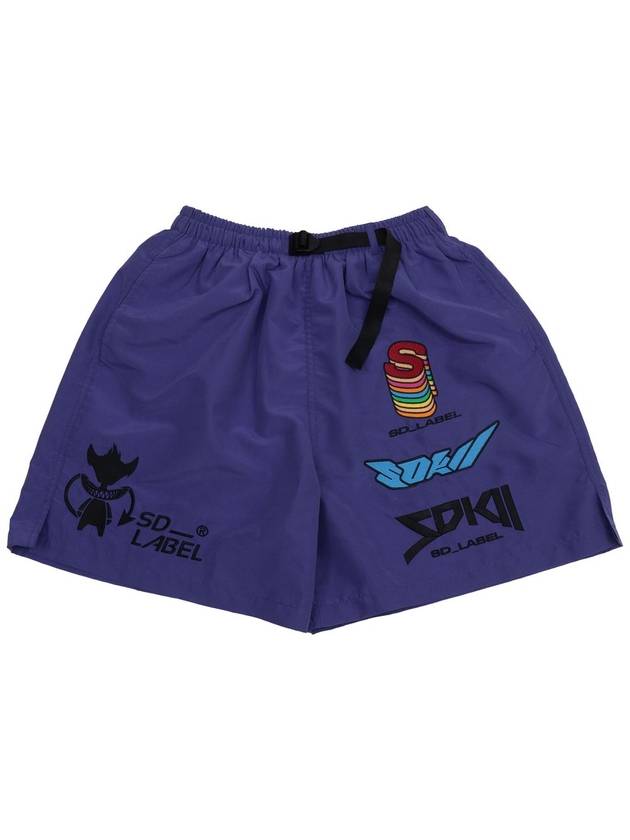 Salon de Key Unisex Concept Logo Embroidered Nylon Peach Shorts Orient Blue Purple SDKIIISD240514SH001 - SALONDEKII SDLABEL - BALAAN 9