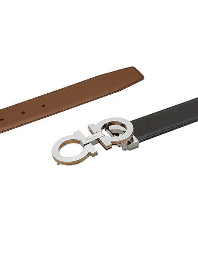 Reversible Gancini Leather Belt Black Brown - SALVATORE FERRAGAMO - BALAAN 5