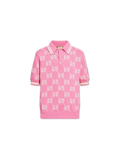 Intarsia Monogram Cotton Polo Shirt Pink - GUCCI - BALAAN 1