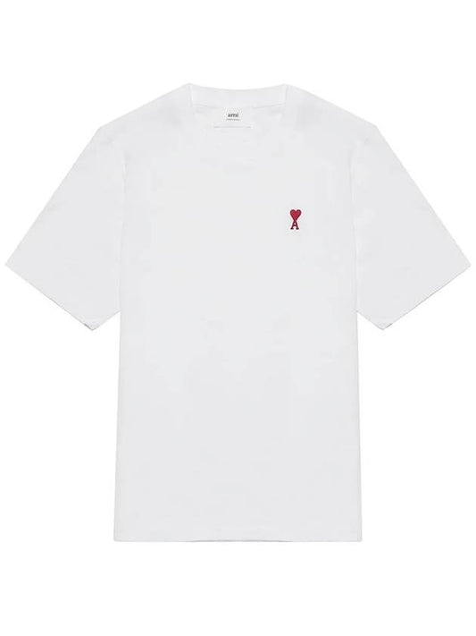 Small Heart Logo Boxy Fit Short Sleeve T-Shirt White - AMI - BALAAN 2