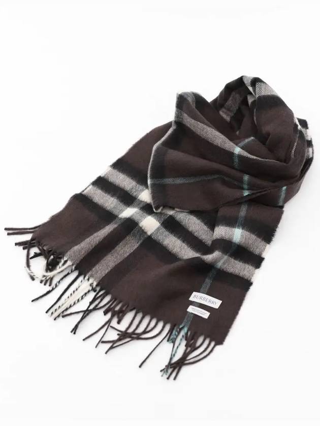 Check Fringe Cashmere Scarf Brown - BURBERRY - BALAAN 2