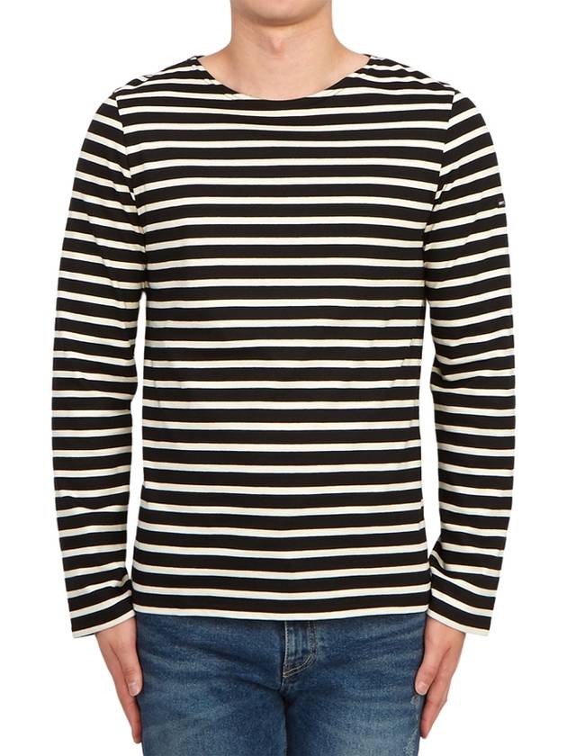 Minquiers Modern Stripe Long Sleeve T-Shirt Noir - SAINT JAMES - BALAAN 2