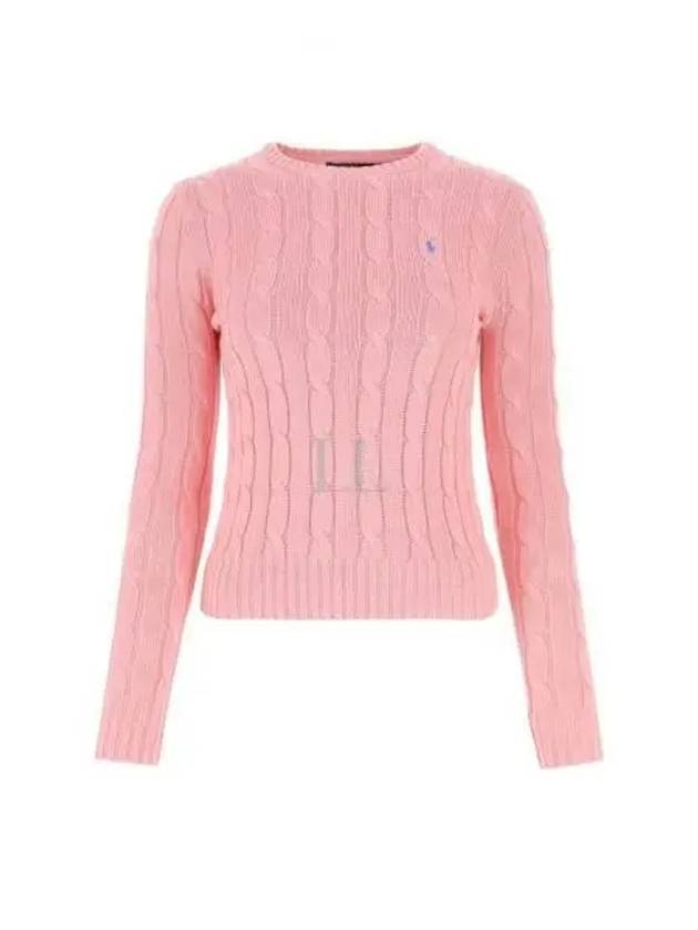 Embroidered Logo Pony Cable Knit Top Pink - POLO RALPH LAUREN - BALAAN 2