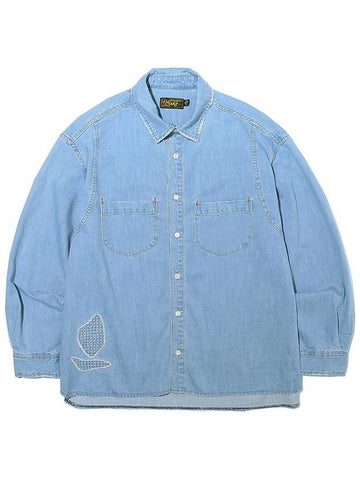 Patchwork Panneled Denim Shirt Lightblue - OGARP - BALAAN 1